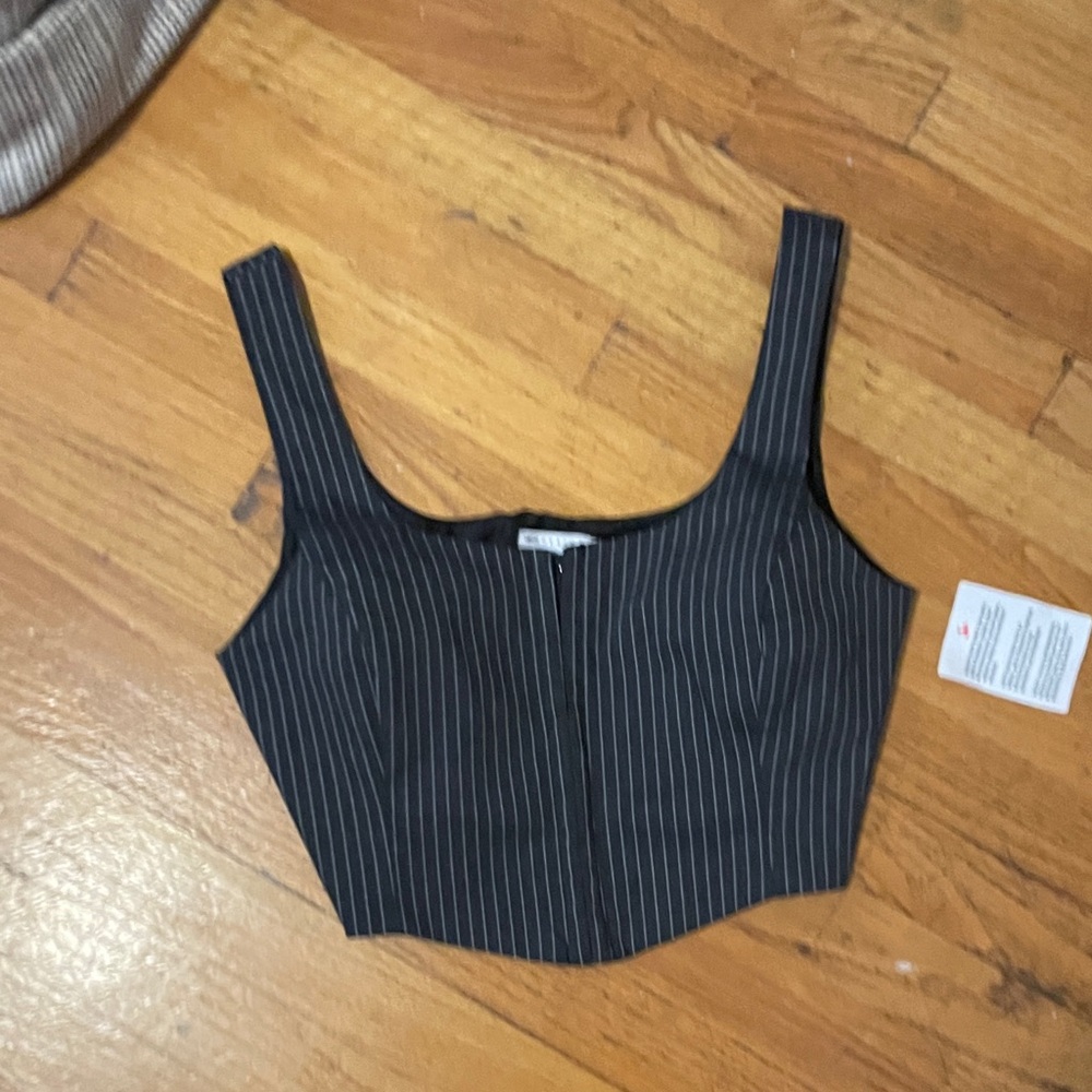 ASOS Black Pinstripe Crop Top